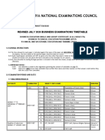 The Kenya National Examinations Council: Revised July 2020 Business Examinations Timetable