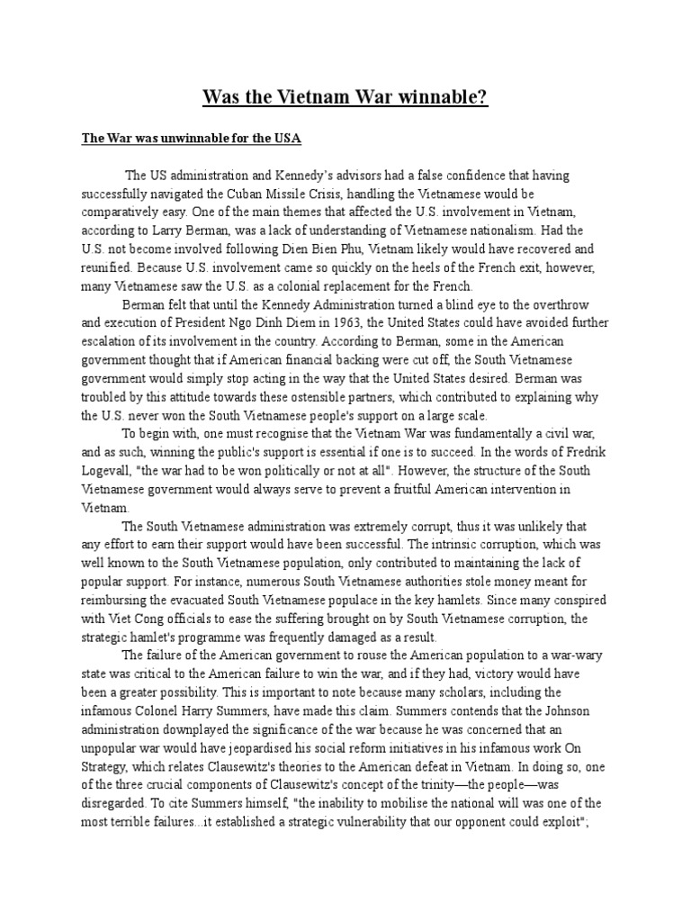 The Unwinnable Vietnam War Explained | PDF | Vietnam | Vietnam War