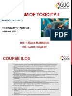 Mechanism of Toxicity Ii: Dr. Ragwa Mansour Dr. Nadia Sharaf