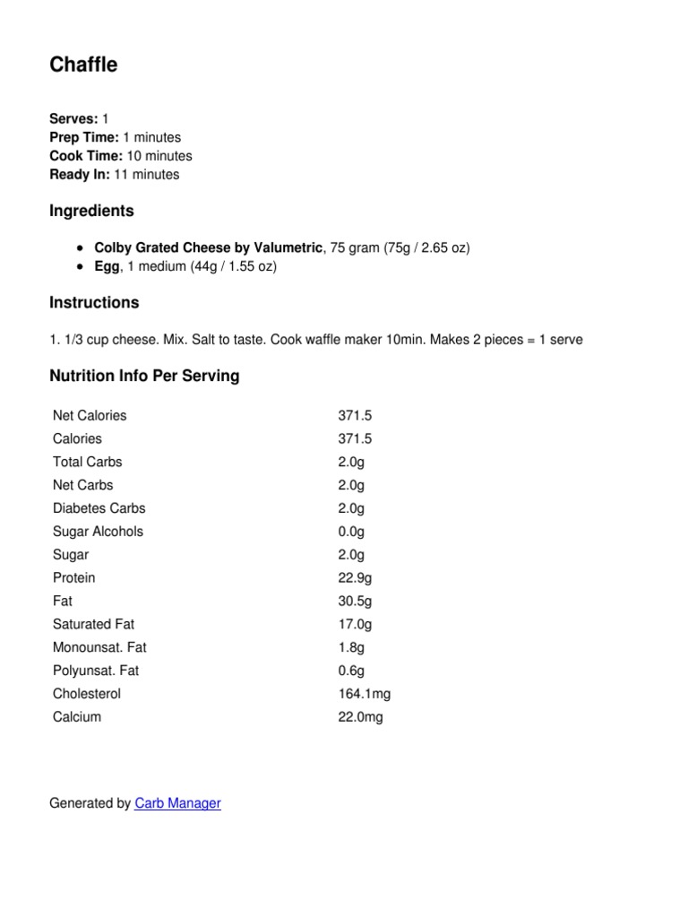 Chaffle Ingredients PDF
