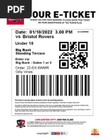 Your E-Ticket: Vs Bristol Rovers Date: 01/10/2022 3.00 PM