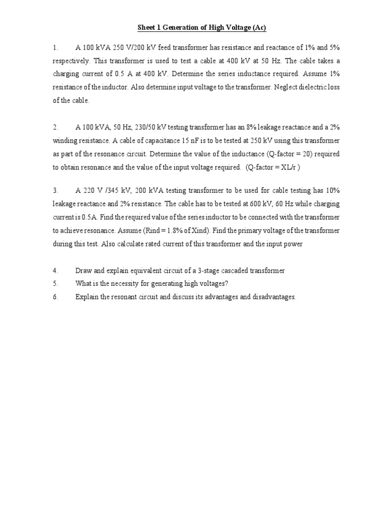 High Voltage Transformer Testing Guide | PDF | Science & Mathematics ...