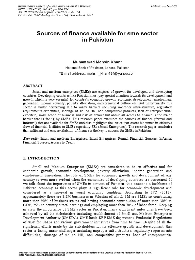 Sources of Finance SME | PDF | Small And Medium Sized Enterprises | Banks