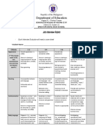 Republic of the Philippines Department of Education Job Interview Rubric