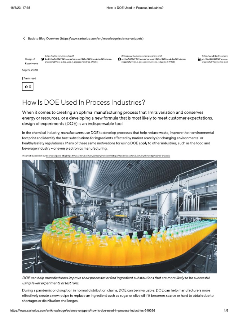 How Is DOE Used in Process Industries | PDF