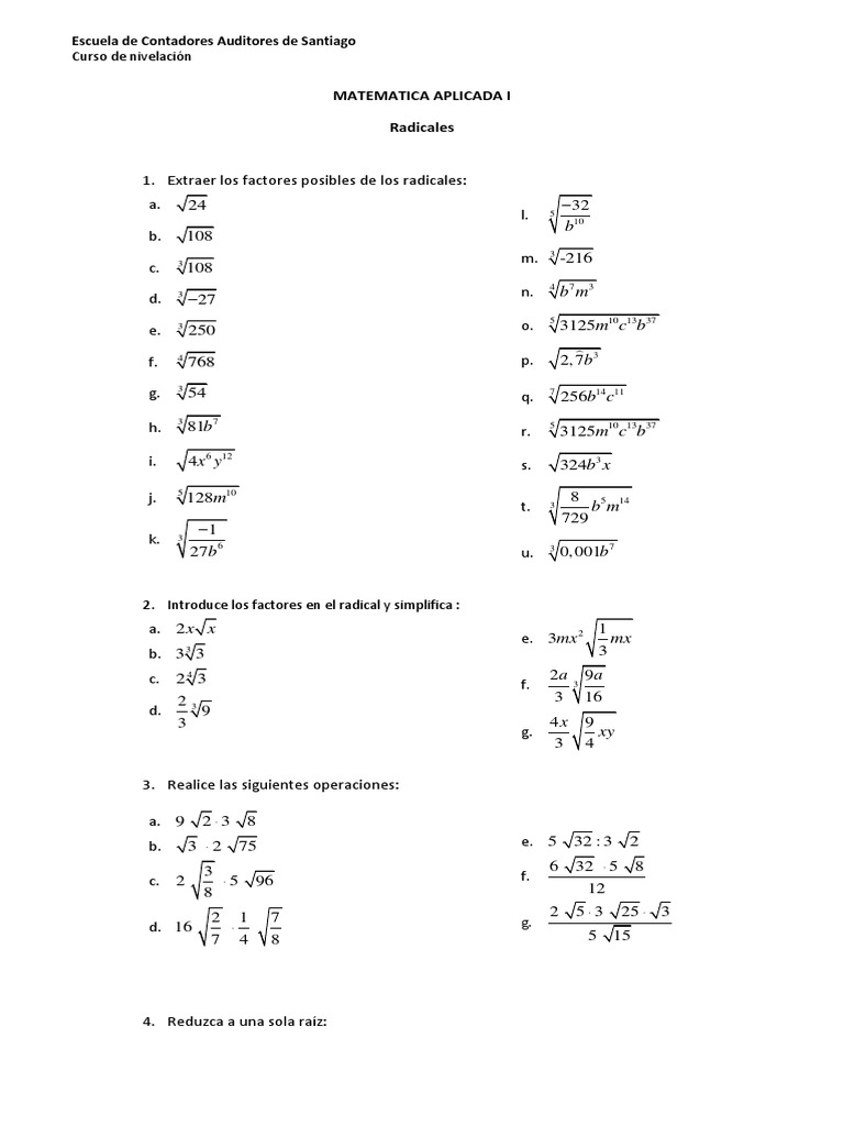 Taller 5 Radicales Pdf