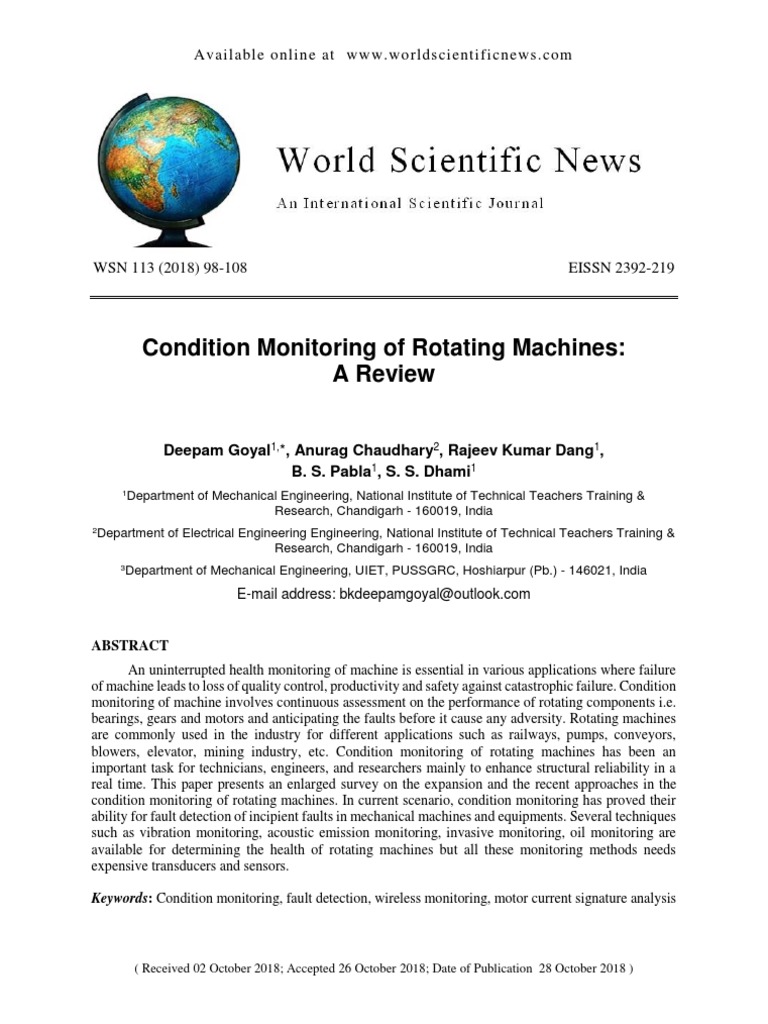 Condition Monitoring of Rotating Machines | PDF | Electric Motor ...