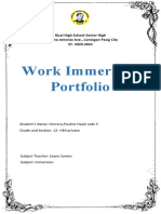 Work Immersion Portfolio: Rizal High School-Senior High Dr. Sixto Antonio Ave., Caniogan Pasig City SY. 2020-2021