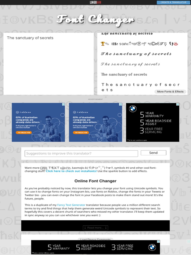 Font Changer Online (???? ??? ????? ?????) LingoJam PDF PDF World