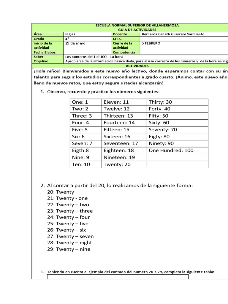 Inglés 4° I Quincena PDF