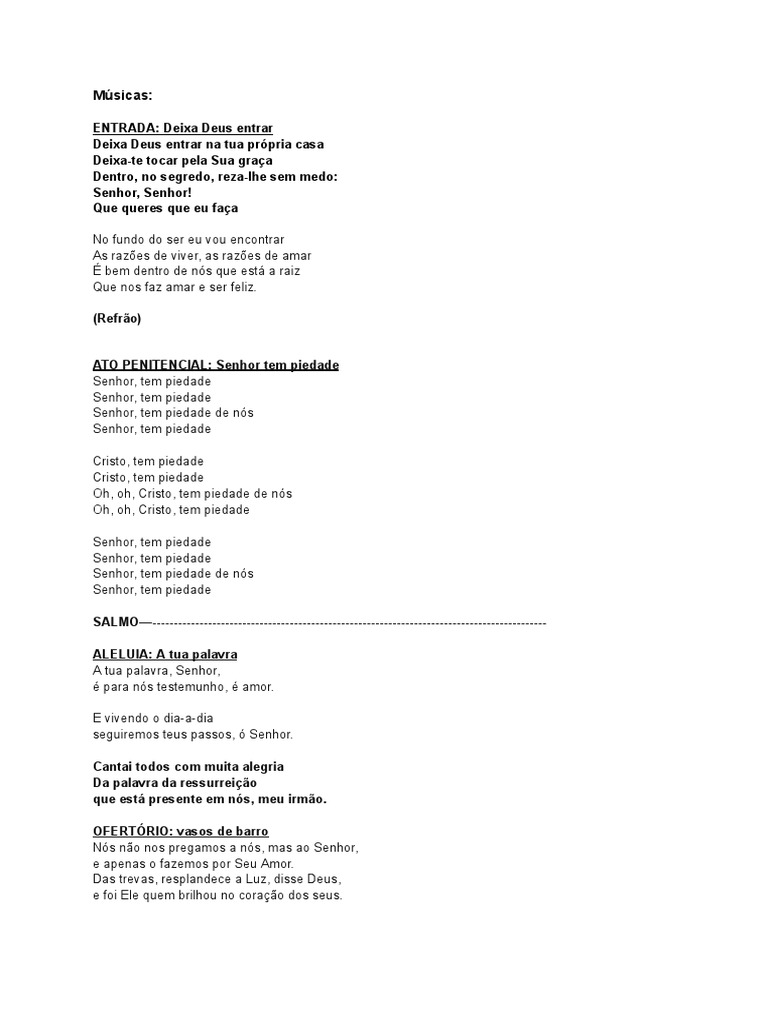 M sicas missa promessa pdf amor santo