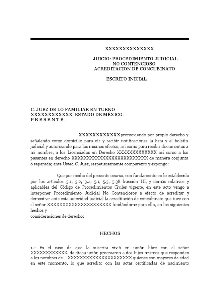 Acreditacion De Concubinato Pdf Demanda Judicial Instituciones Sociales 3516