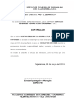 Certificado: "Año de La Unidad, La Paz Y El Desarrollo"