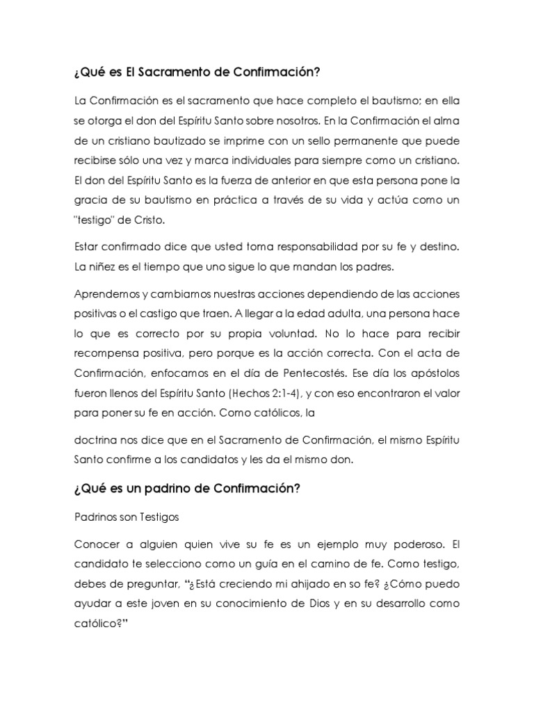 Padrinos de Confirmacion PDF Confirmación Bautismo