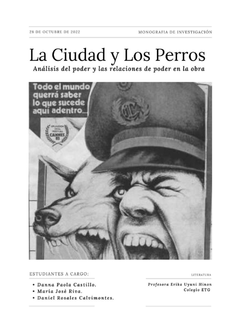 Monografía. La Ciudad y Los Perros. Literatura. PDF