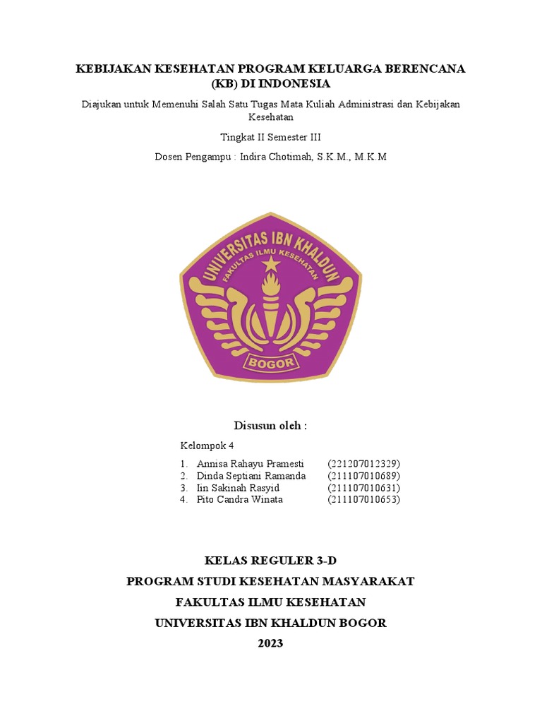 Kebijakan Program KB-AKK | PDF | Pengembangan Diri