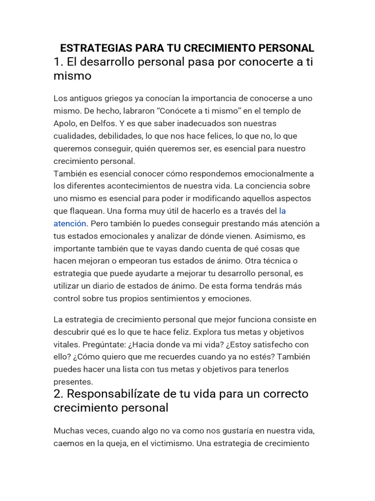 Estrategias para Tu Crecimiento Personal | PDF | Desarrollo personal ...