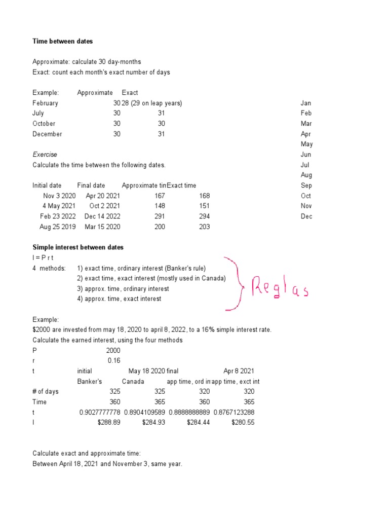 Calculate Time and Interest Between Dates | PDF | Interest | Money
