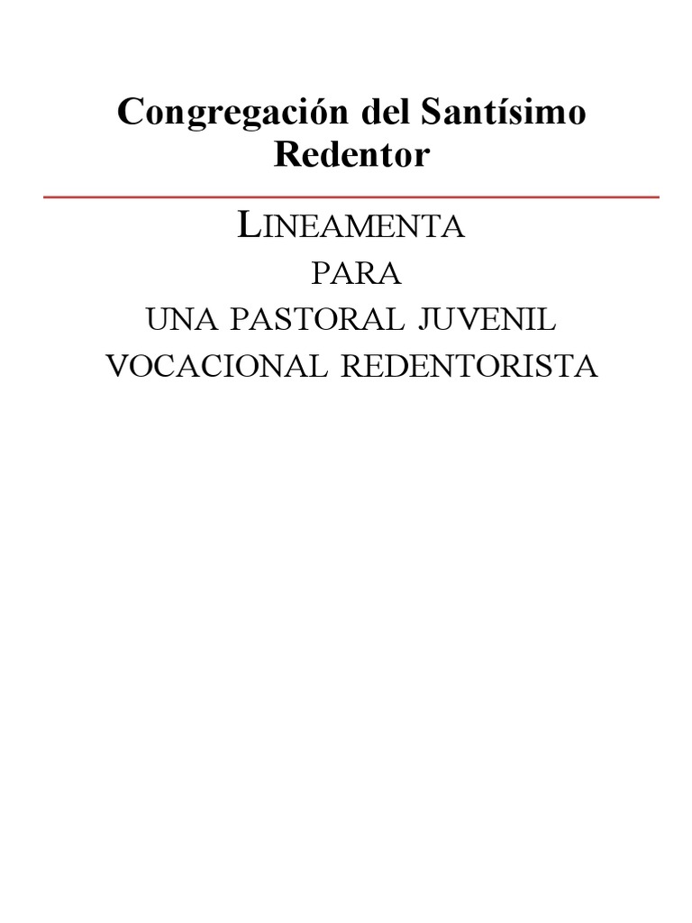 Lineamenta - Pastoral Juvenil Vocacional Redentorista | PDF | Iglesia ...