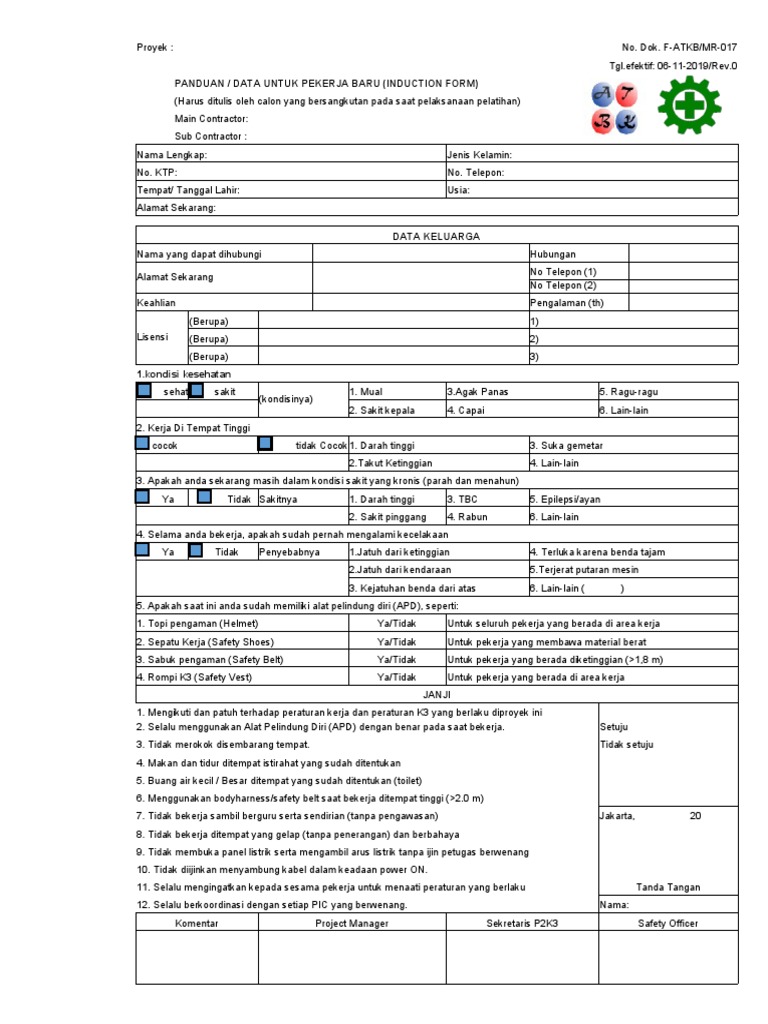 Form Induksi Karyawan Baru | PDF