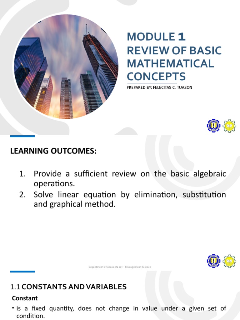 Module 1 - AE4 - Review of Basic Mathematical Concepts (For Discussion ...