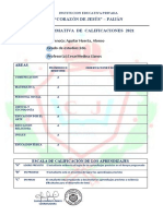 Calificaciones estudiante Alonso Aguilar 2do grado Corazón de Jesús 2021