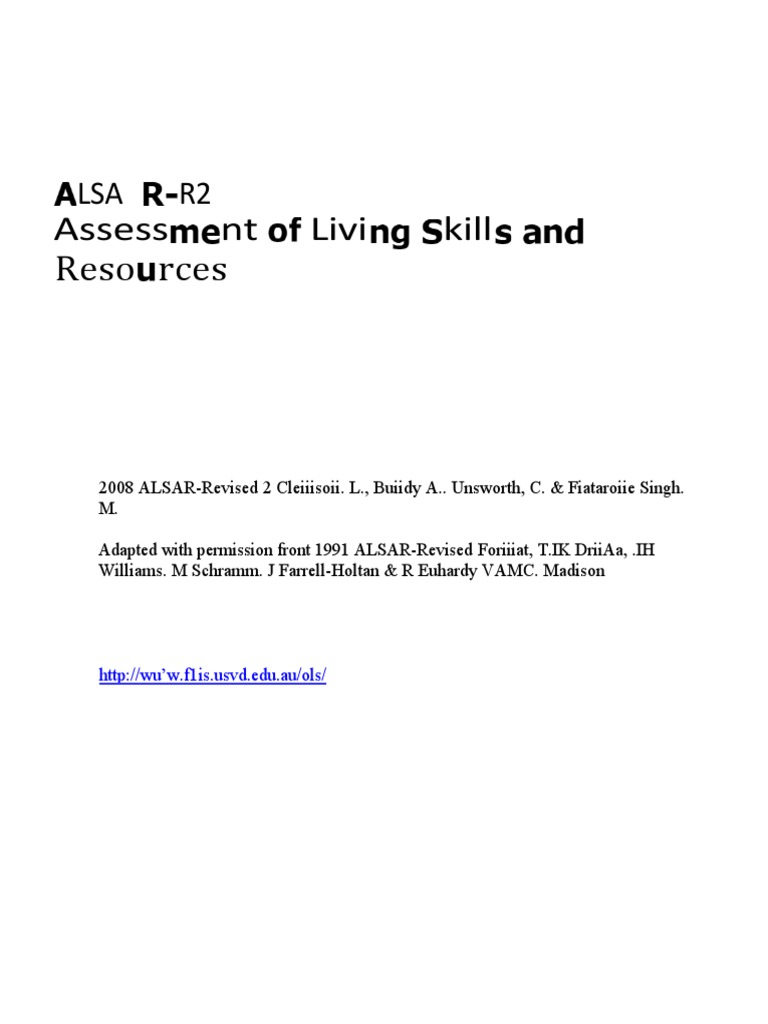 ALSAR 2 Living Skills Assessment | PDF | Economies | Service Industries