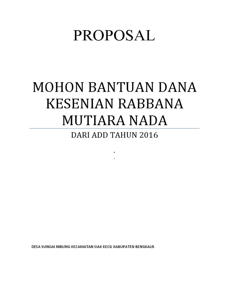 Proposal Kesenian Rabana To Desa, Kades | PDF
