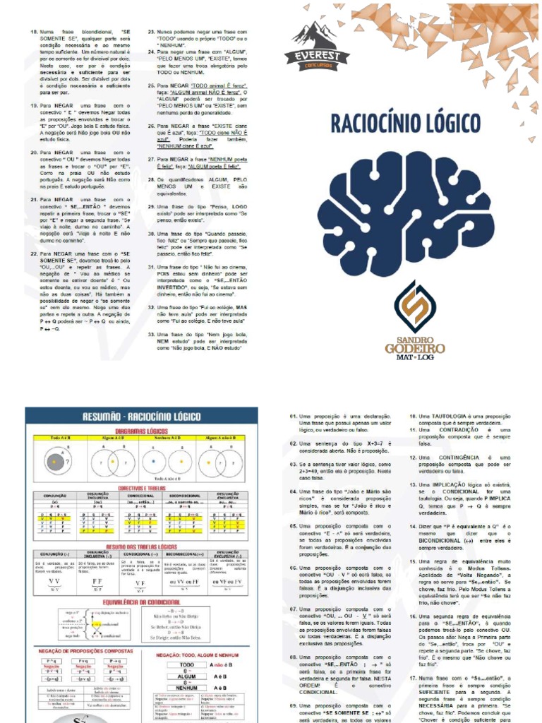 20 - Resumão Raciocínio Lógico - Livreto | PDF