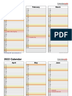 2022 Calendar Landscape 4 Pages