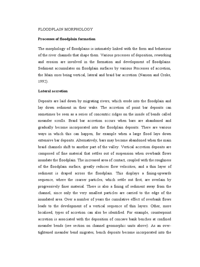 Floodplain Morphology Pdf Floodplain Erosion
