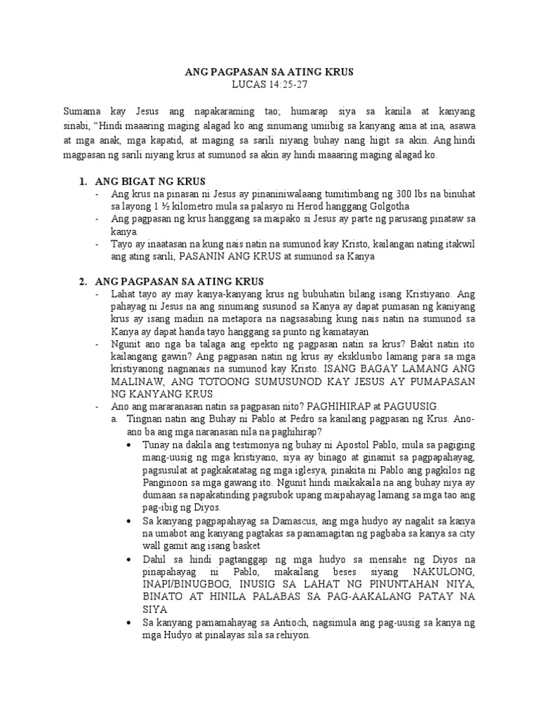 Ang Pagpasan Sa Ating Krus | PDF