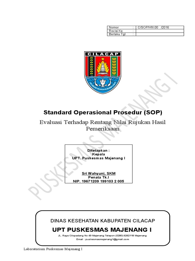 SOP Evaluasi Nilai Rujukan Lab | PDF