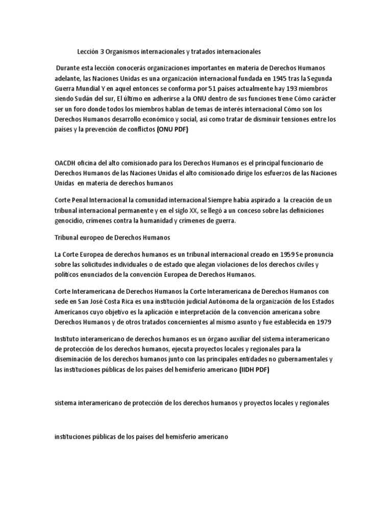 Organismos Internacionales de Derechos Humanos | PDF | Naciones Unidas ...