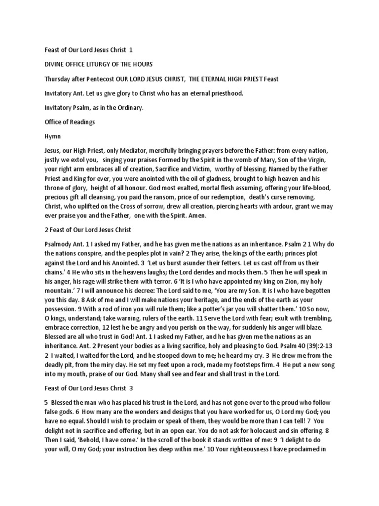 Feast of Our Lord Jesus Christ Liturgy | PDF | Jesus | God The Father