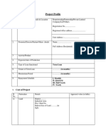 Project Profile Format For Getting PPR or DPR From Investor Applicant