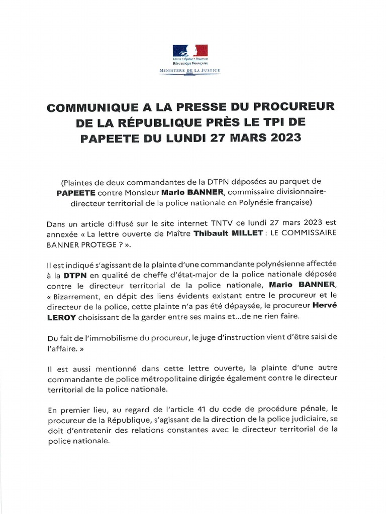 Communiqué de Presse PR PPT Du 27 Mars 2023 | PDF