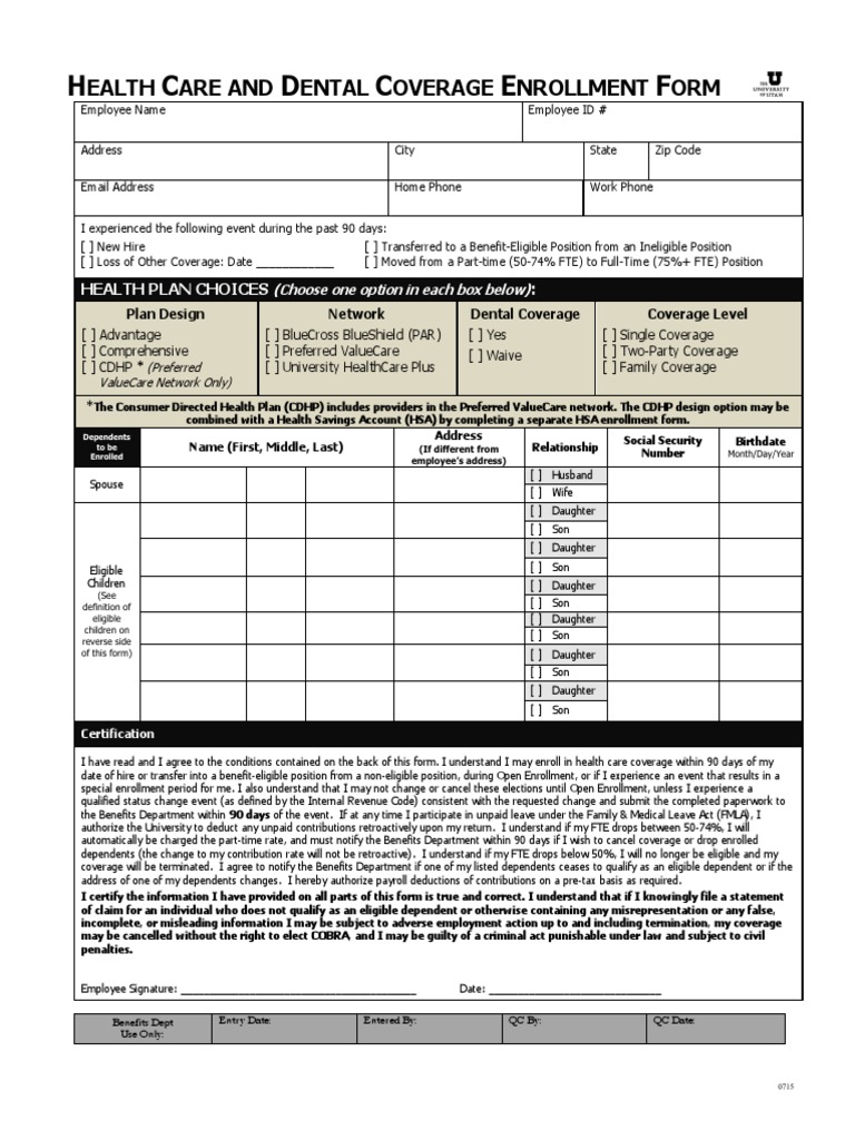 Health, Dental Enrollment PDF