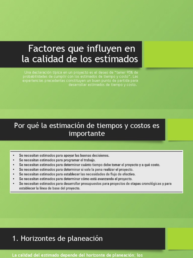3.1 Factores Que Influyen en La Calidad de Los Estimados | PDF ...