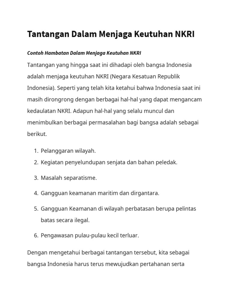 Tantangan Dalam Menjaga Keutuhan NKRI PDF