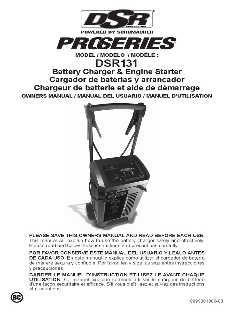 Schumacher DSR131 ProSeries Battery Charger Engine Starter Manual | PDF