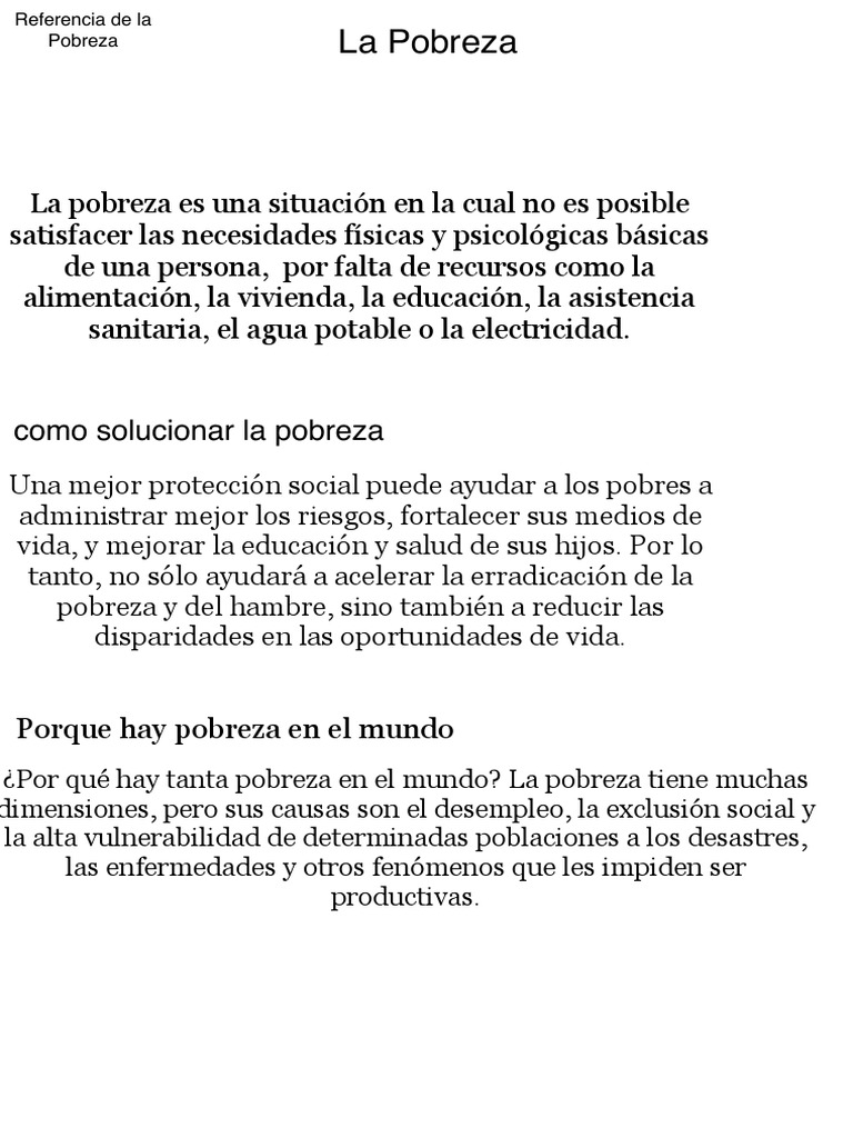 Causas y soluciones de la pobreza | PDF