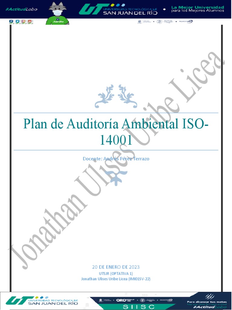 Plan de Auditoría Ambiental ISO 14001 | PDF | Auditoría | Contralor