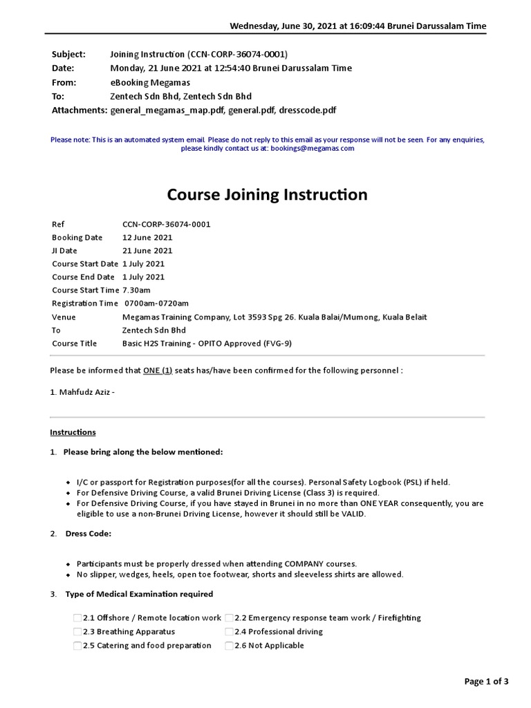 Basic H2S Training Instructions | PDF