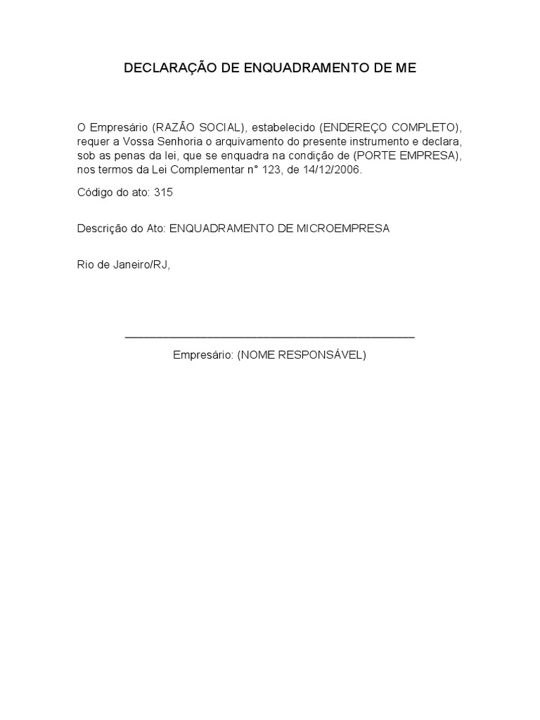 Declara o de enquadramento de me docx pdf