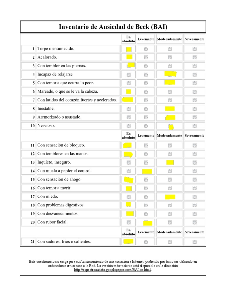 Escala de Ansiedad de Beck ResueltoLuis PDF