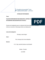 Oficina de Postgrados Tema: Plan de Intervención para Reducir El Estrés Académico en Estudiantes Adolescentes de Otavalo