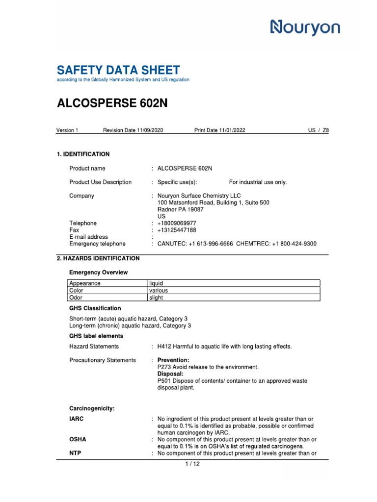 Sds Alcosperse 602n Emeia en | PDF
