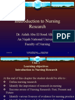 Inutroduction To Nursing Research: Dr. Aidah Abu El Soud Alkaissi An Najah National University Faculty of Nursing