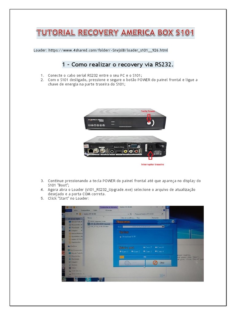 Recovery S101 via RS232: Passo a Passo | PDF | Tecnologia e Engenharia